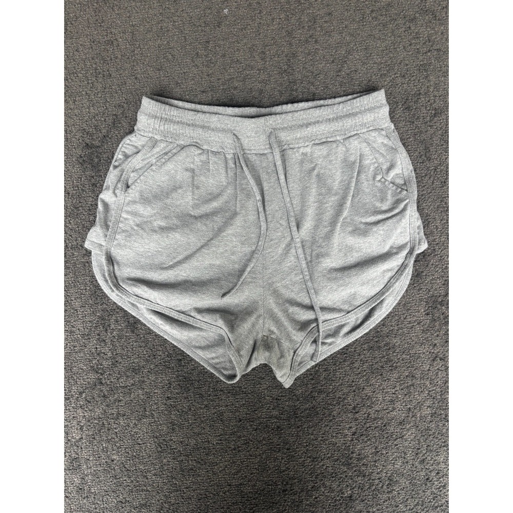 Uratot Workout Running‎ Shorts Women's Size Large Gray Drawstring Waist Pockets
